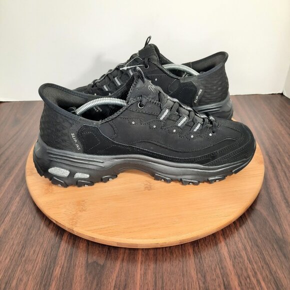 Skechers Slip Ins D'Lites Womens Size 9 Shoes Black Step In Walking Sneakers NEW - Picture 5 of 11